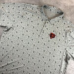 Chicago Bears Polo Shirt Mens 3XL Grey Orange Embroidered Logo All Over Print